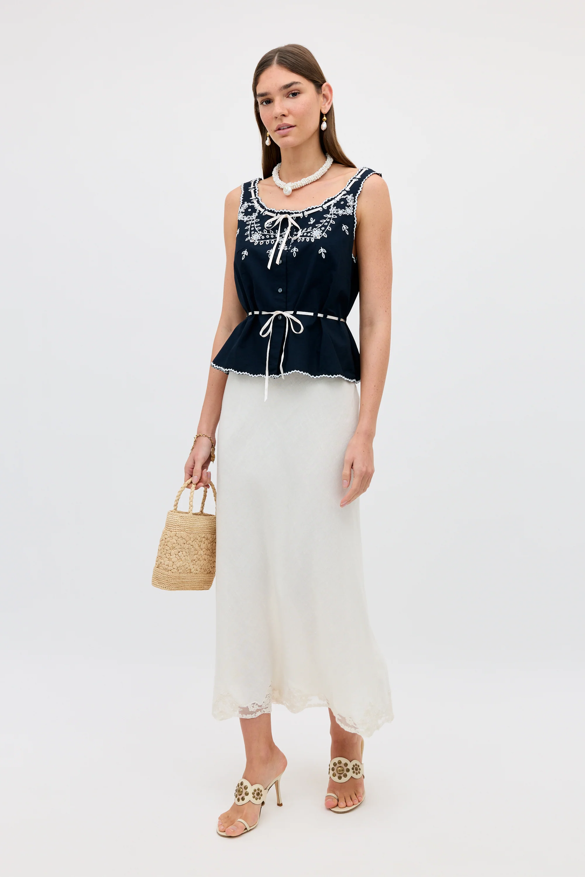 Cassara - Aster Cutwork Embroidery Deep Navy - Image 3