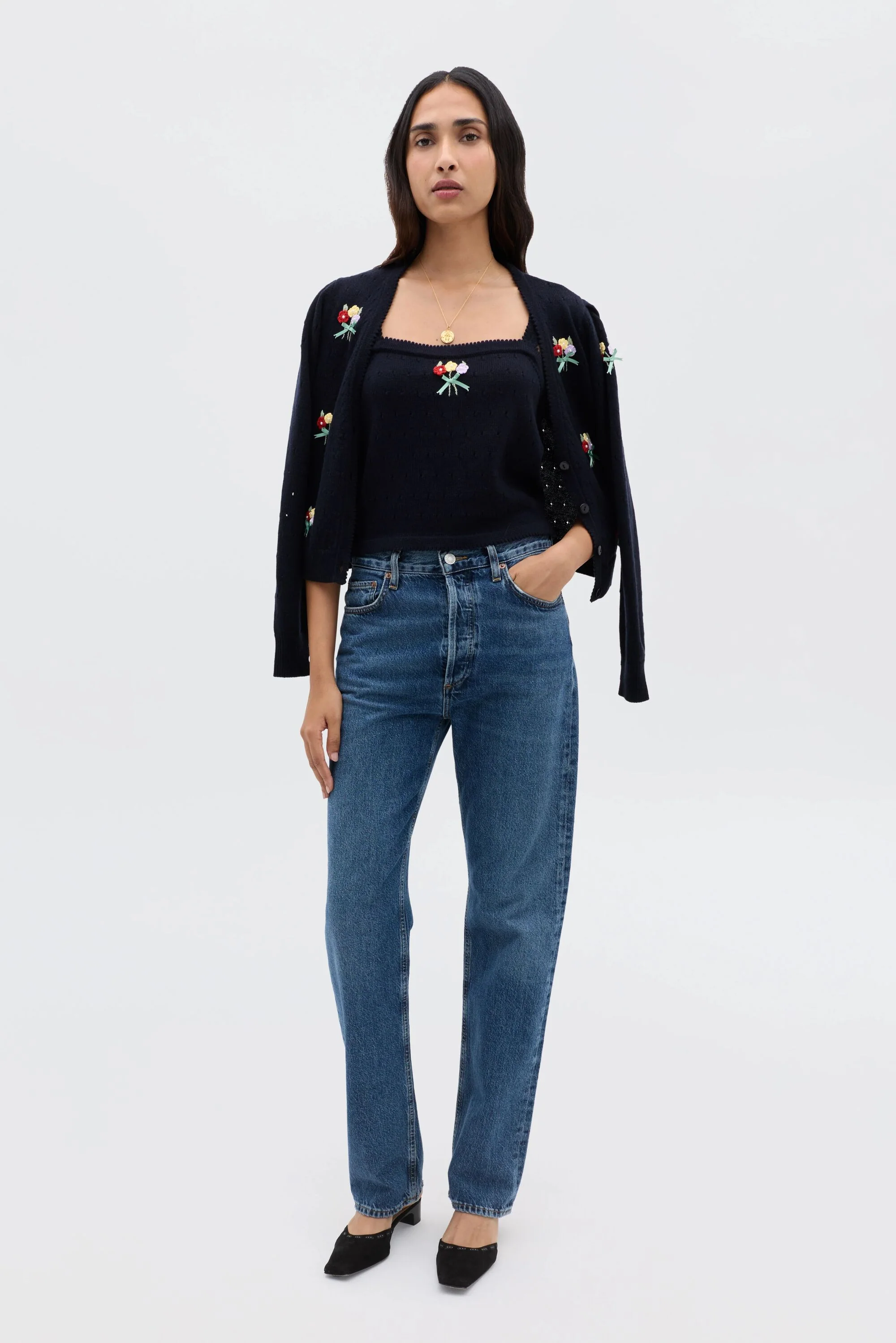 Merinda - Floret Embroidery Deep Navy - Image 3