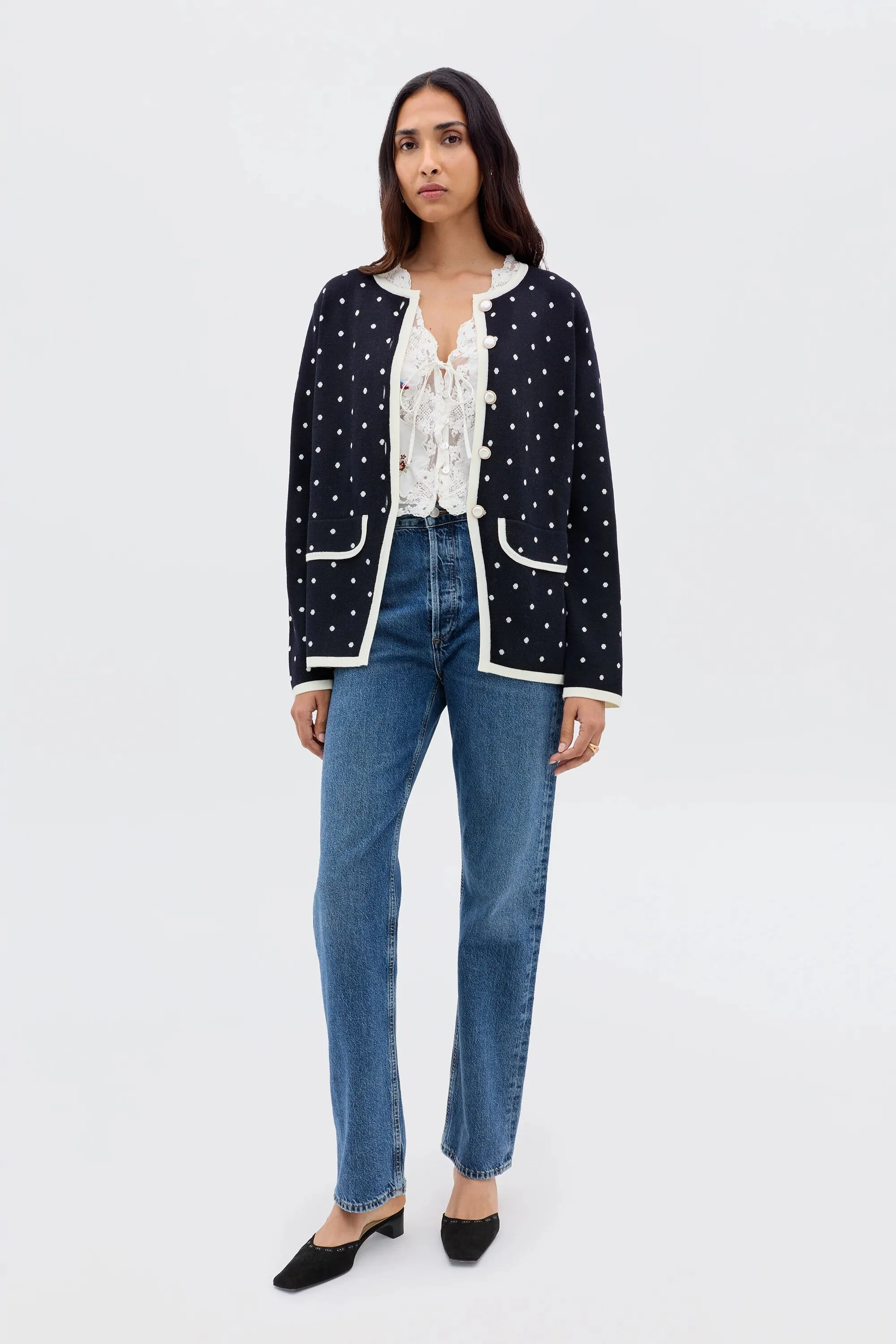 Mirja - City Spot Jacquard Navy - Image 3
