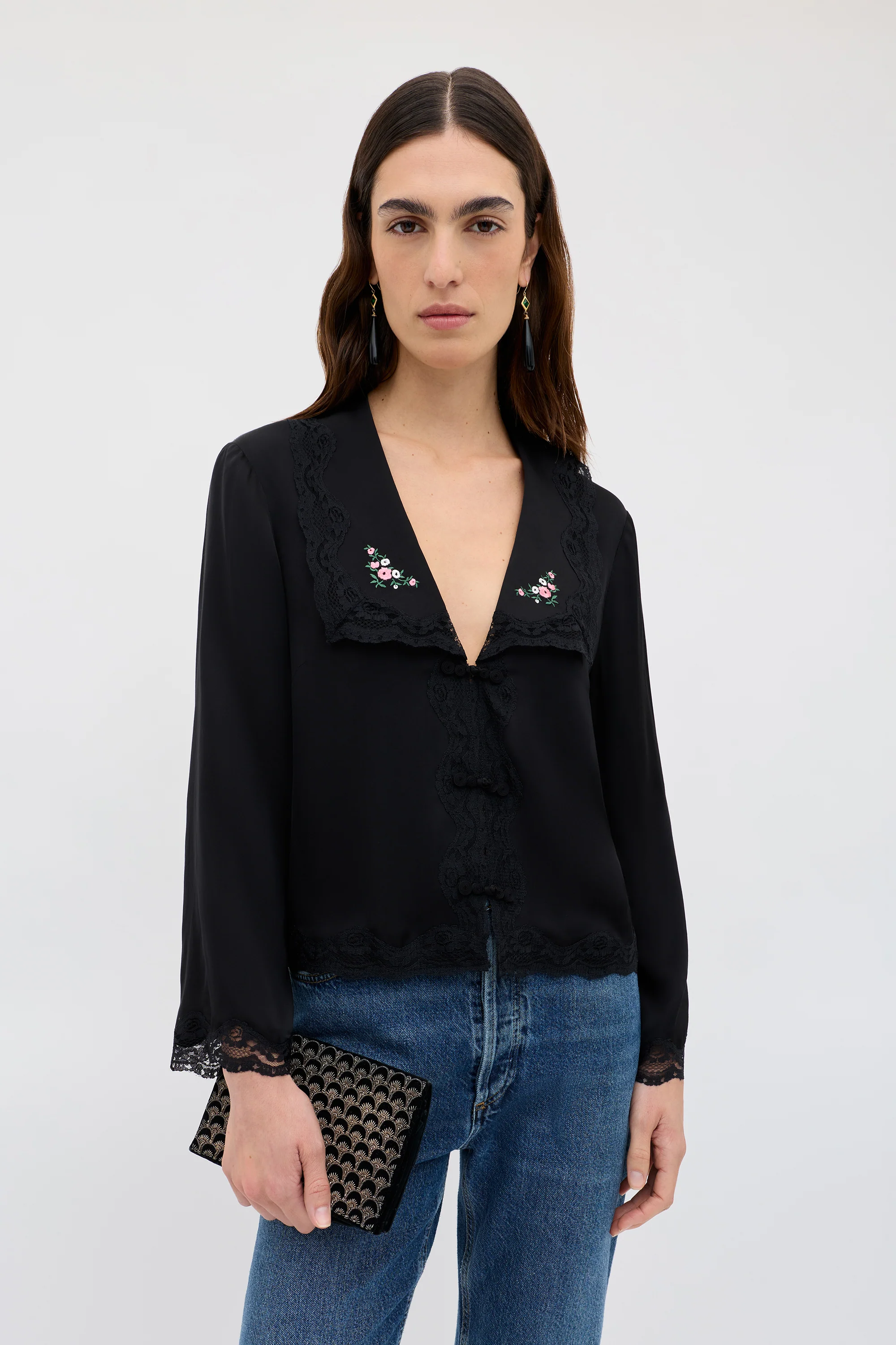 Nienna  -  Peonies Embroidery Black - Image 5