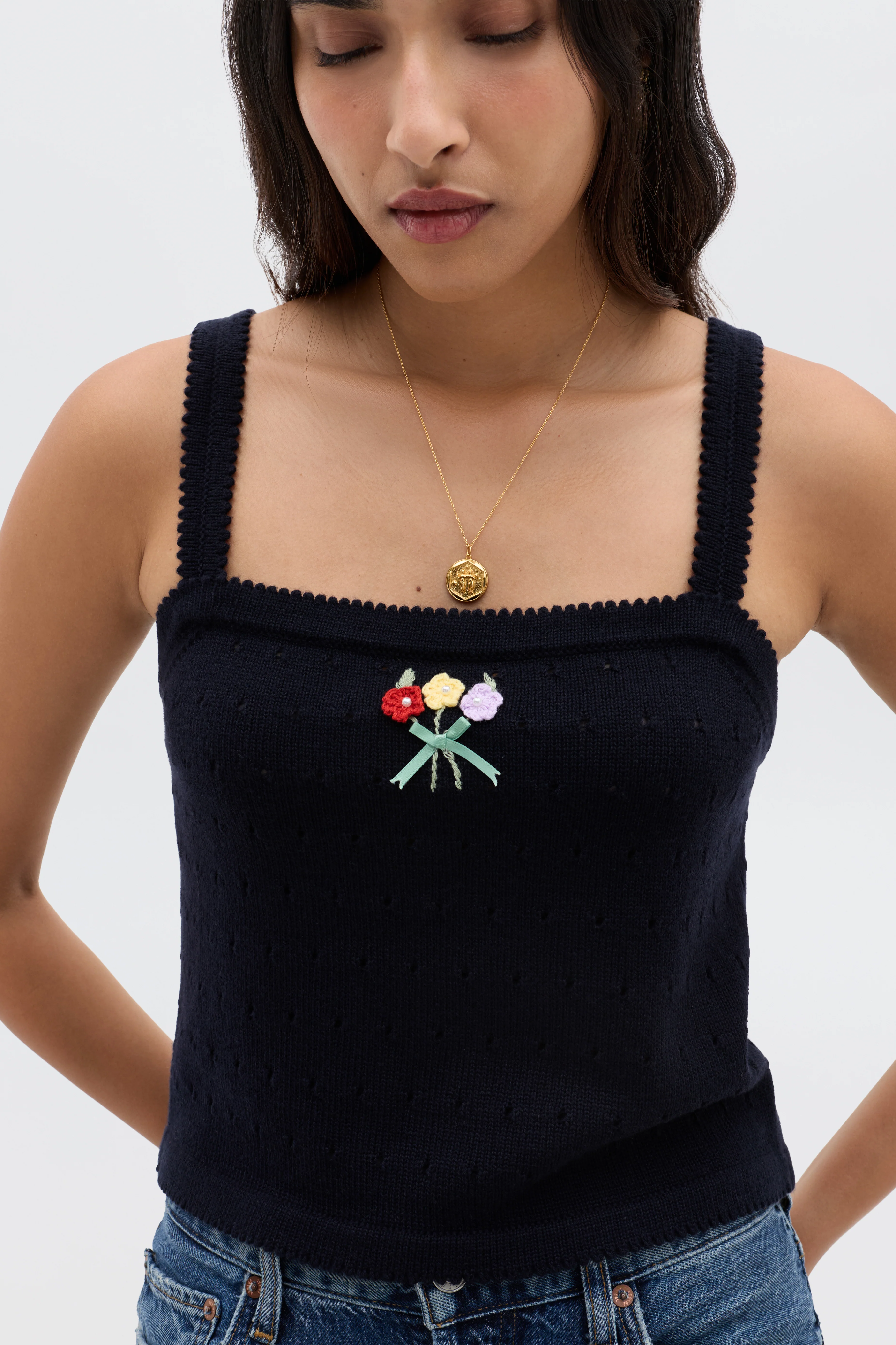 Perla - Floret Embroidery Deep Navy - Image 4