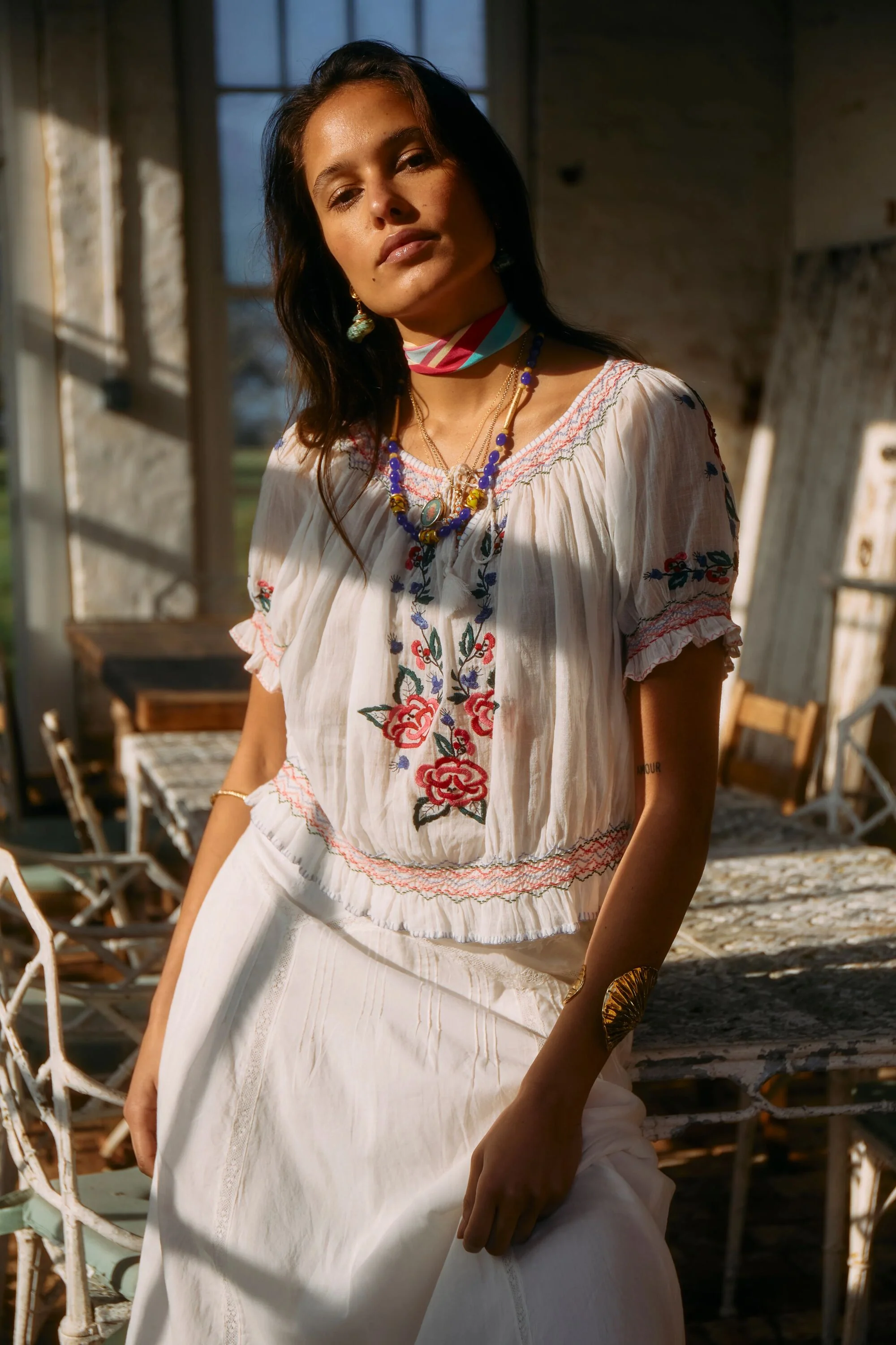 Phlox - Hungarian Rose Embroidery Ivory - Image 7
