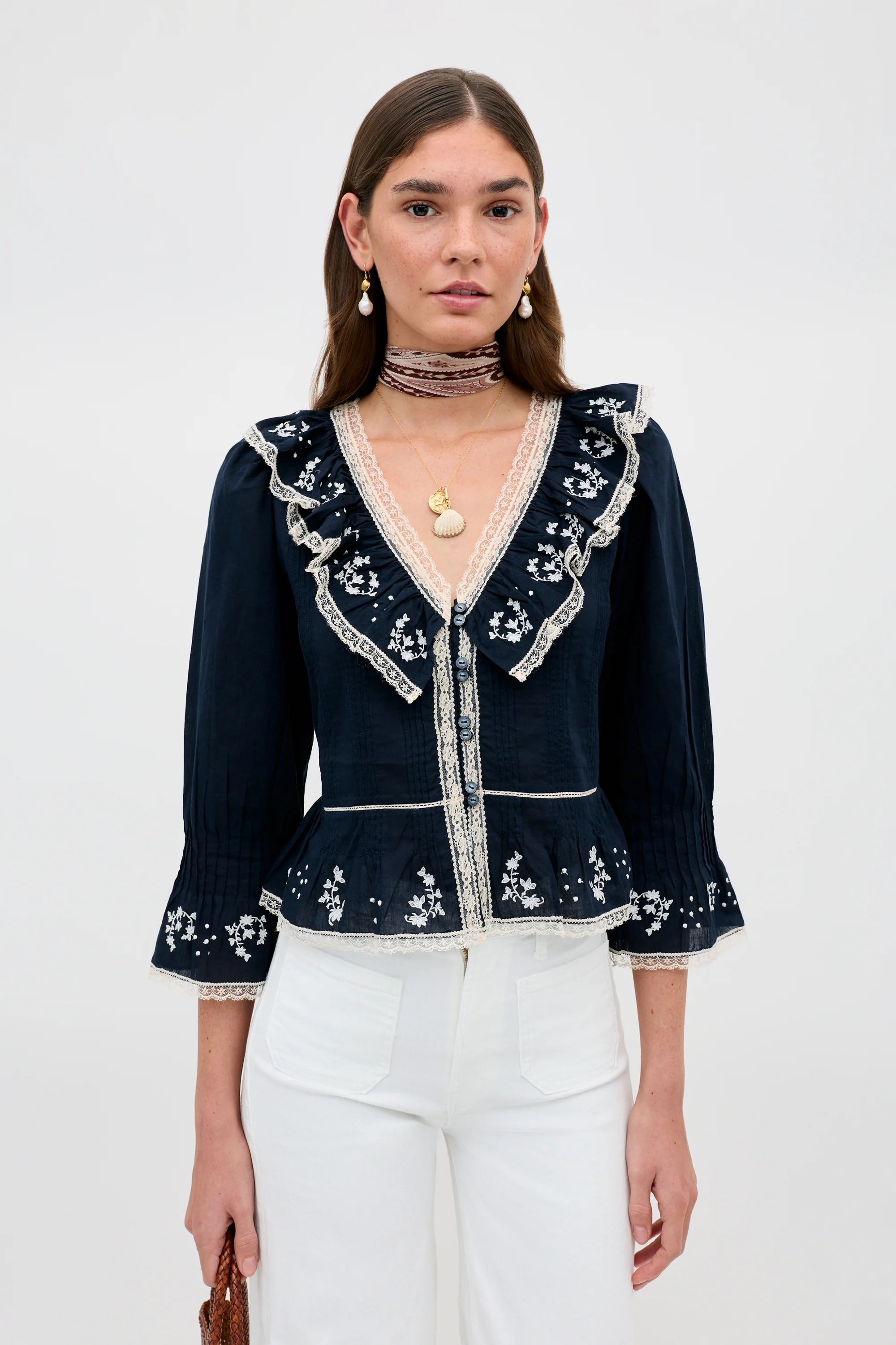 Solene - Flower Trail Embroidery Navy