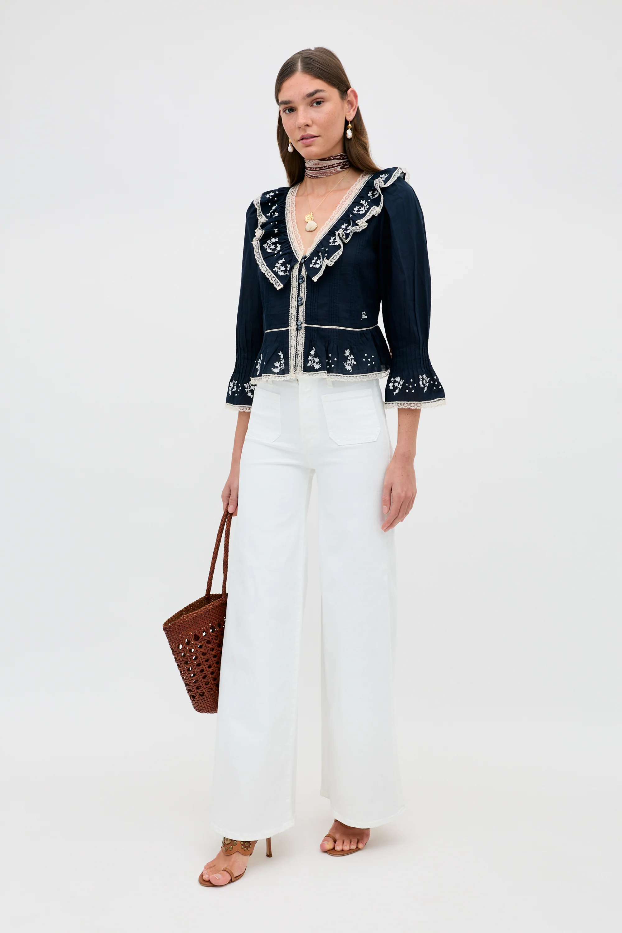Solene - Flower Trail Embroidery Navy - Image 2
