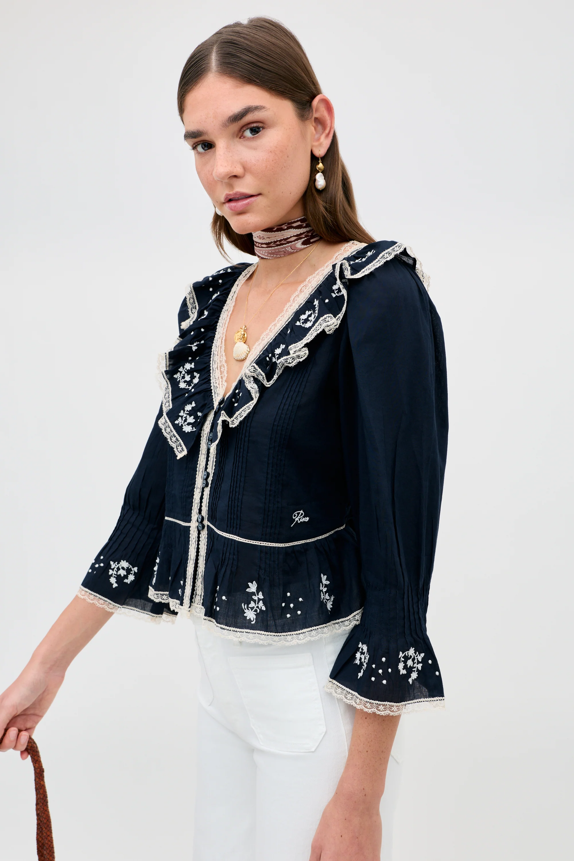 Solene - Flower Trail Embroidery Navy - Image 6